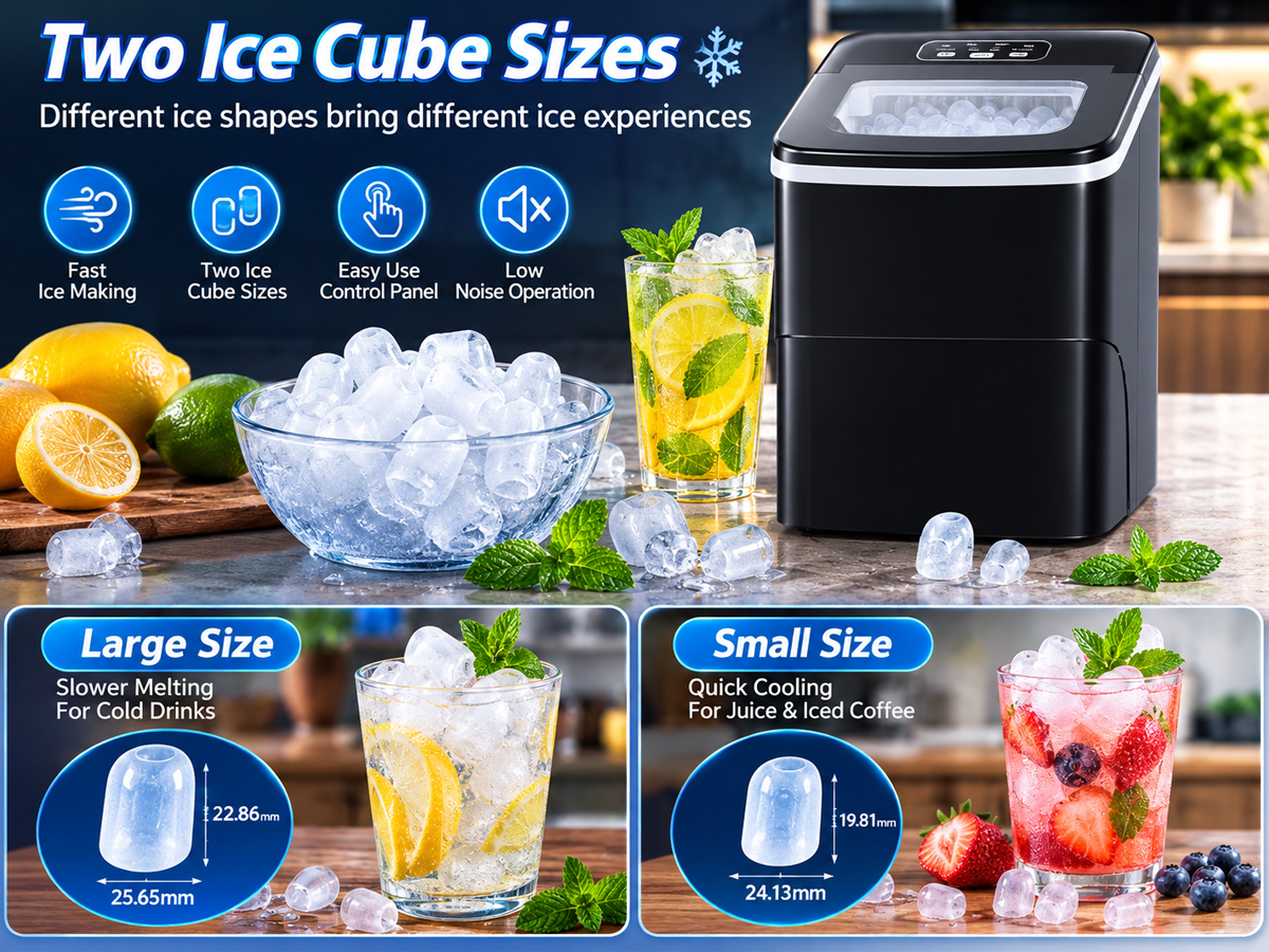 Bullet Ice Cube Maker Countertop Portable Ice Machine 12kg