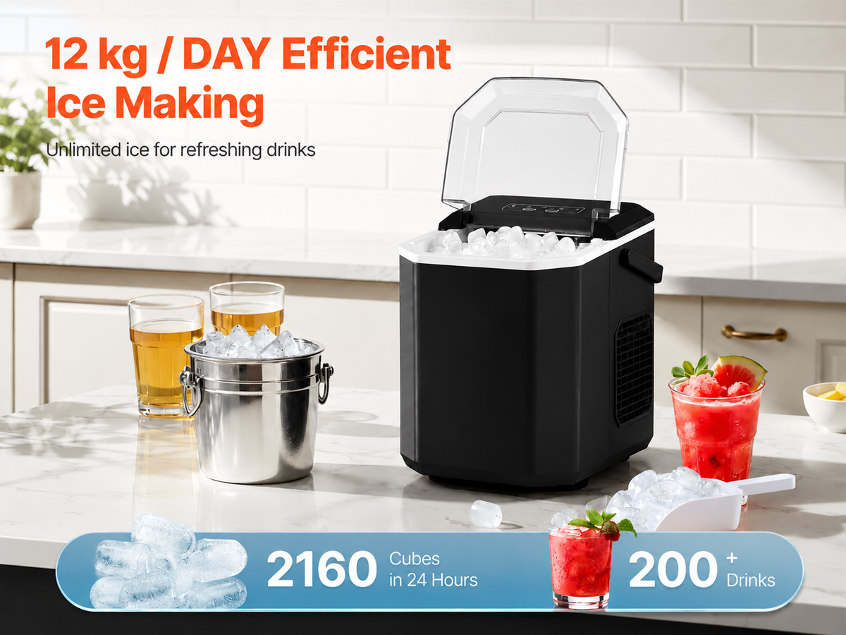 Bullet Ice Cube Maker Countertop Portable Ice Machine 12kg
