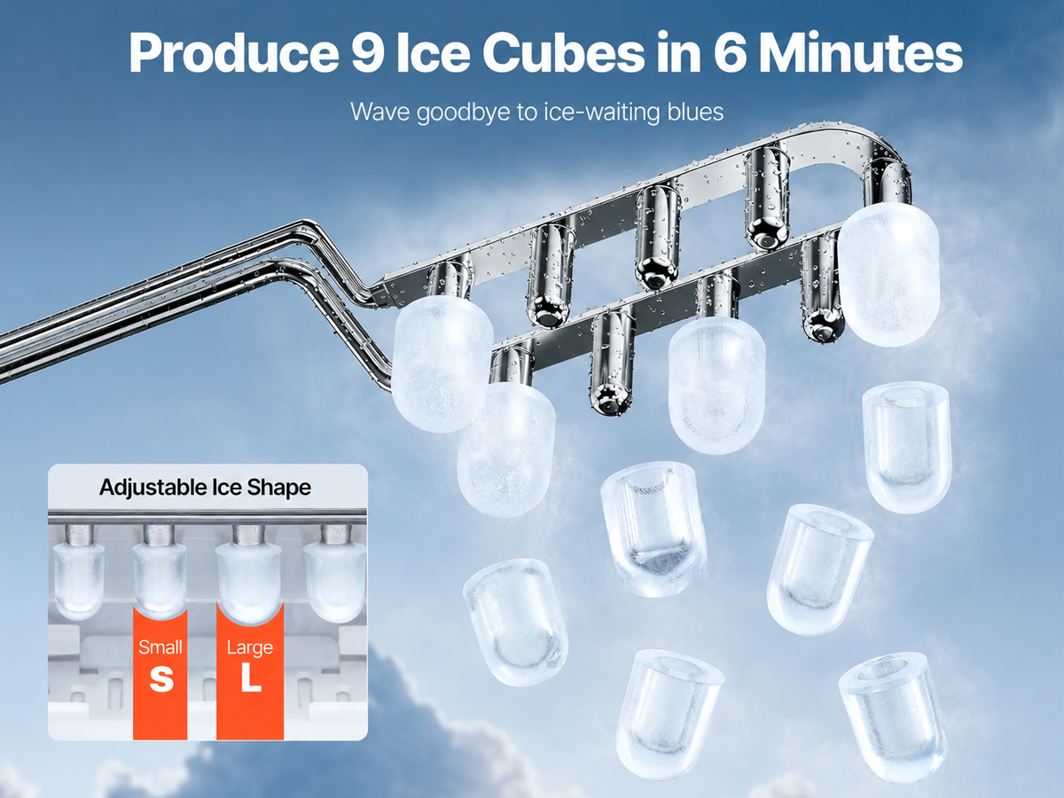 Bullet Ice Cube Maker Countertop Portable Ice Machine 12kg