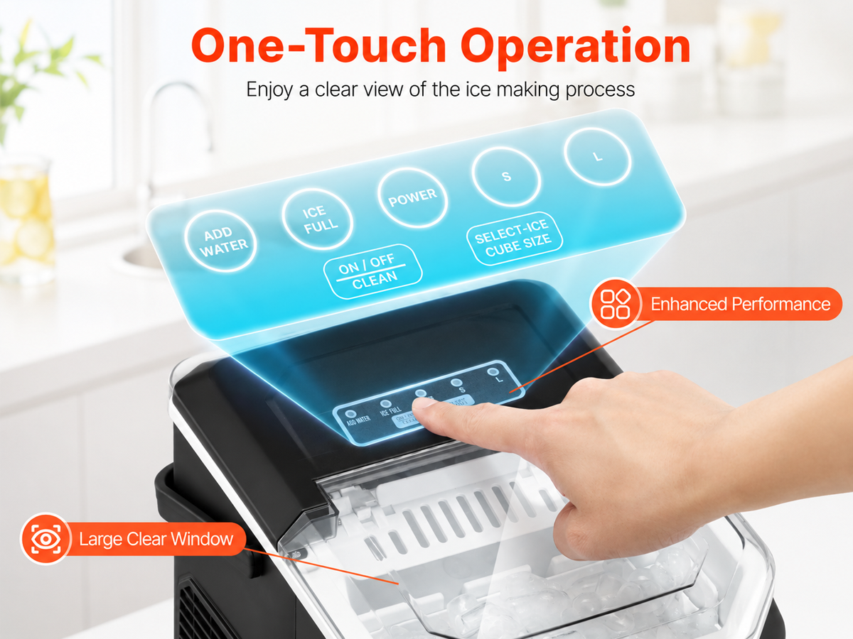 Bullet Ice Cube Maker Countertop Portable Ice Machine 12kg