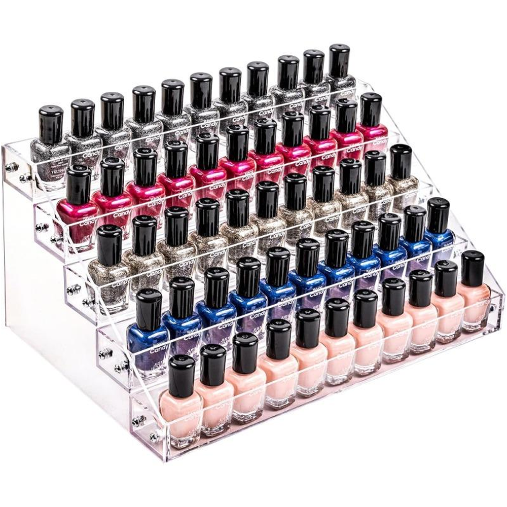 Nail Polish Rack Stand – 5‑Tier Clear Acrylic Nail Polish Organizer for Salon & Home Storage