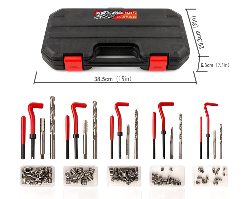 131PCS Thread Repair Kit Helicoil Thread Repair Kit M5 M6 M8 M10 M12