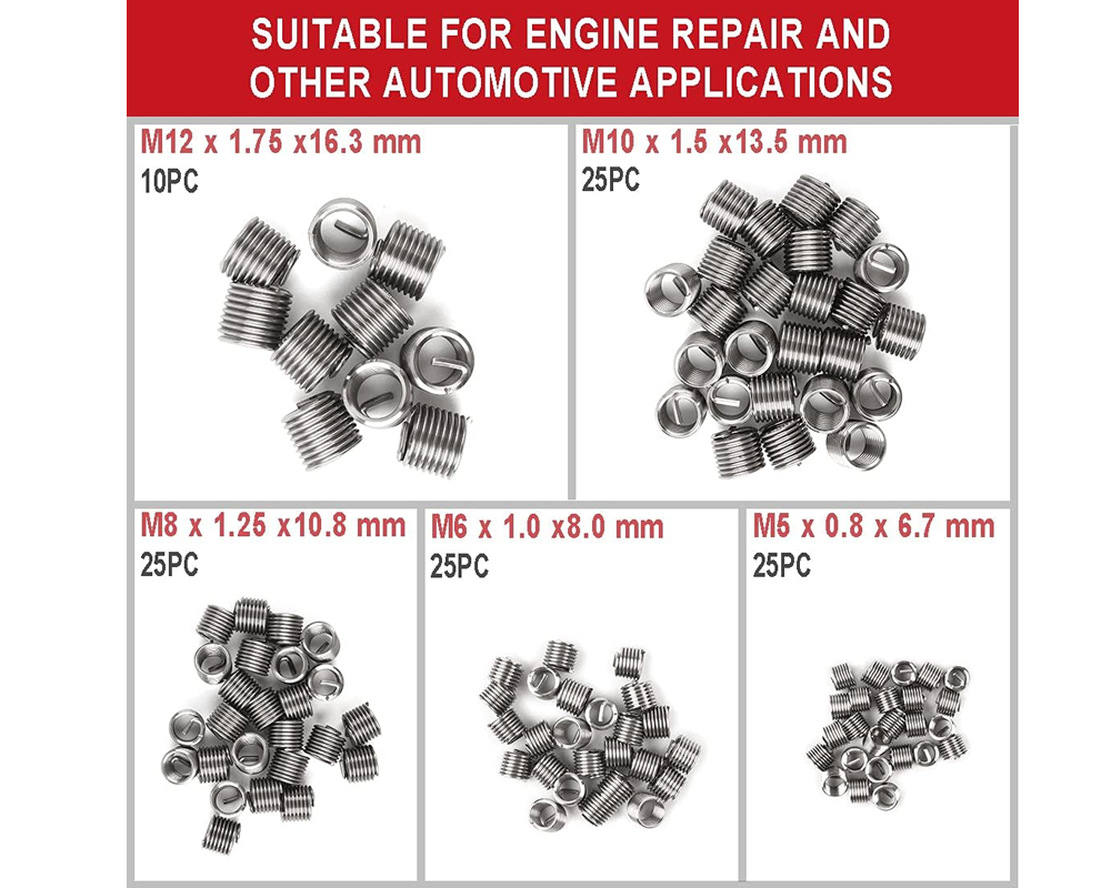 131PCS Thread Repair Kit Helicoil Thread Repair Kit M5 M6 M8 M10 M12