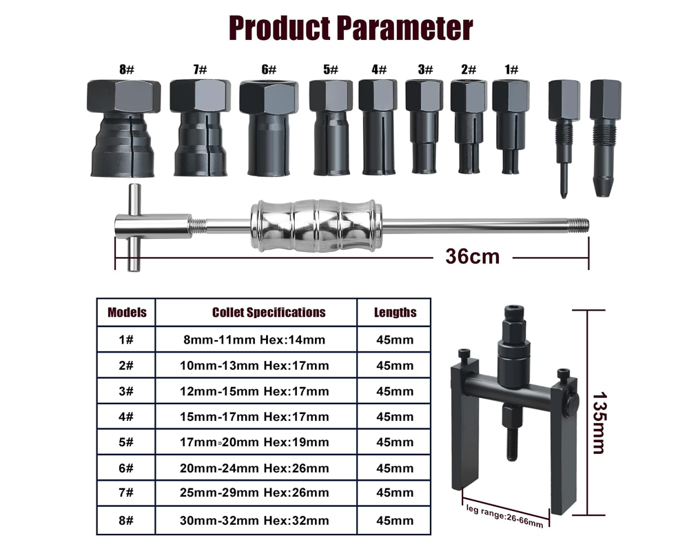 Inner Bearing Puller 12PCS Blind Bearing Slide Hammer Tool Kit