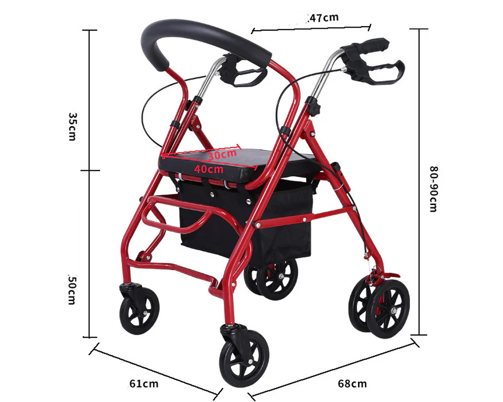 Mobility Rollator Walker Folding Walking Frame with Seat
