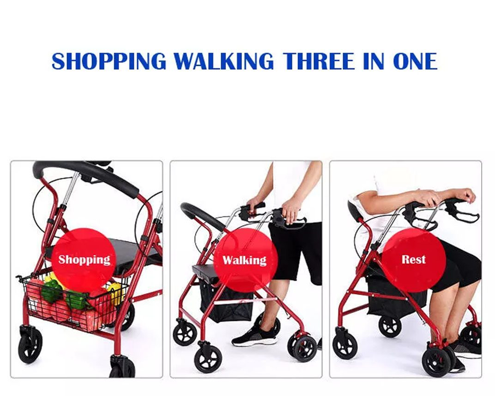 Mobility Rollator Walker Folding Walking Frame with Seat
