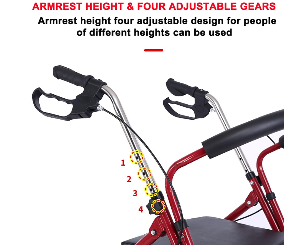 Mobility Rollator Walker Folding Walking Frame with Seat