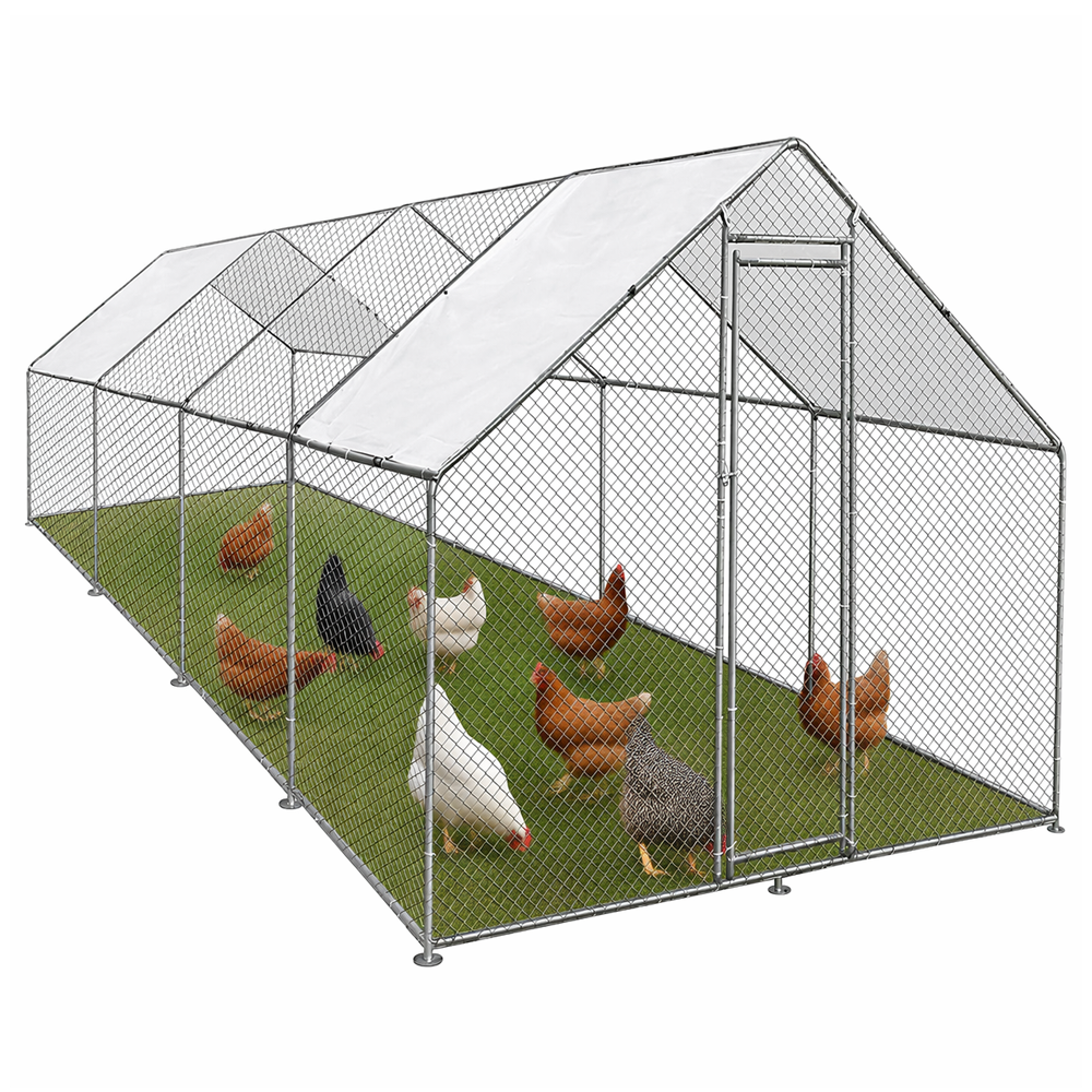 Chicken Coop Run – Large Outdoor Chicken Coop Run 3M × 8M × 2M Galvanised Steel Enclosure