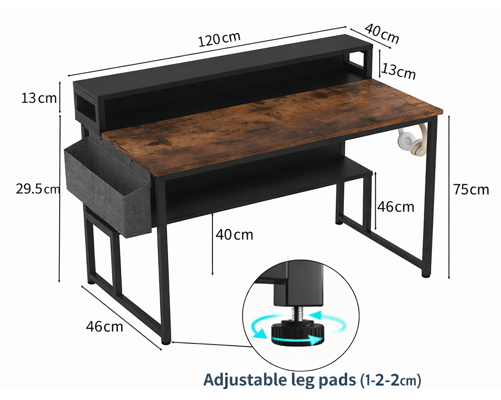 Computer Desk Modern Home Office Computer Desk with Storage Shelf