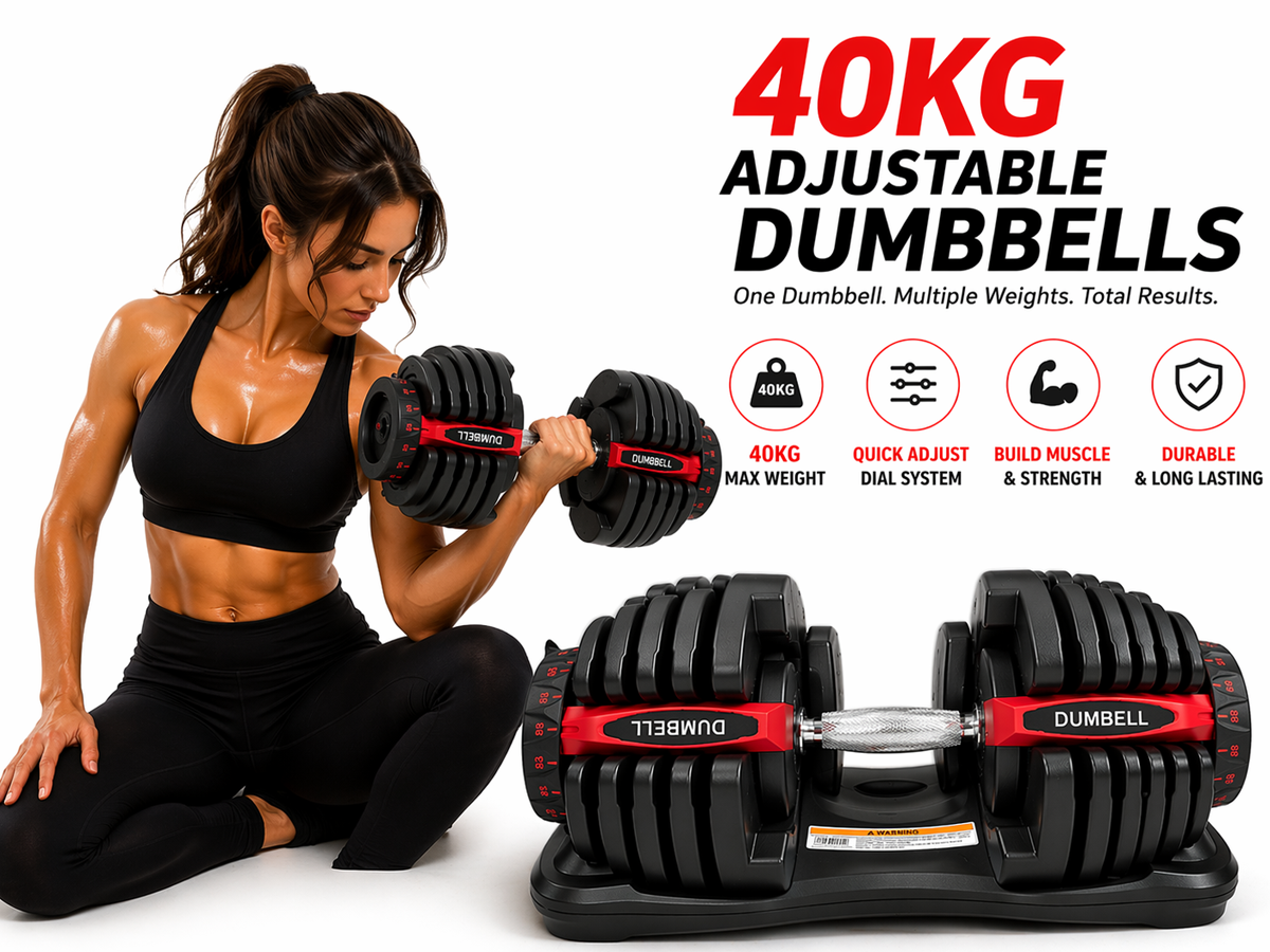 Adjustable Dumbbells 40KG Multi Weight Gym Dumbbells Set