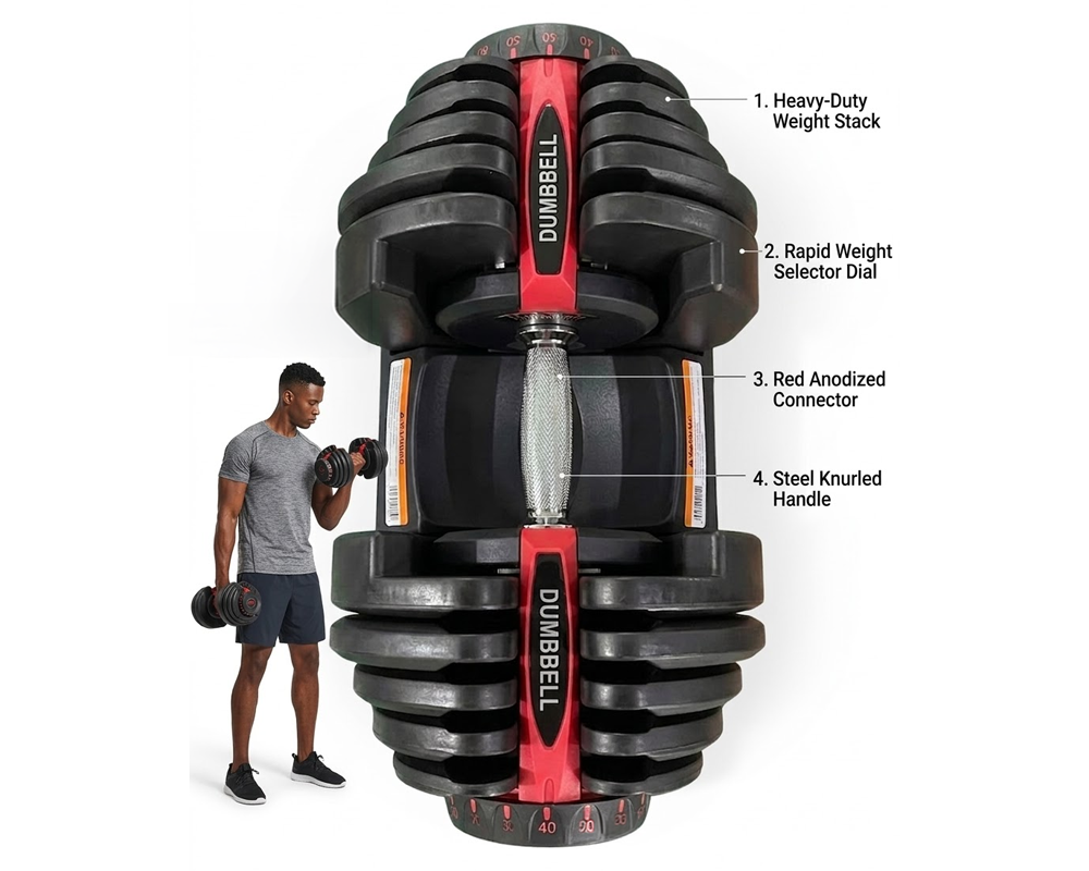 Adjustable Dumbbells 40KG Pair Home Gym Weight Set