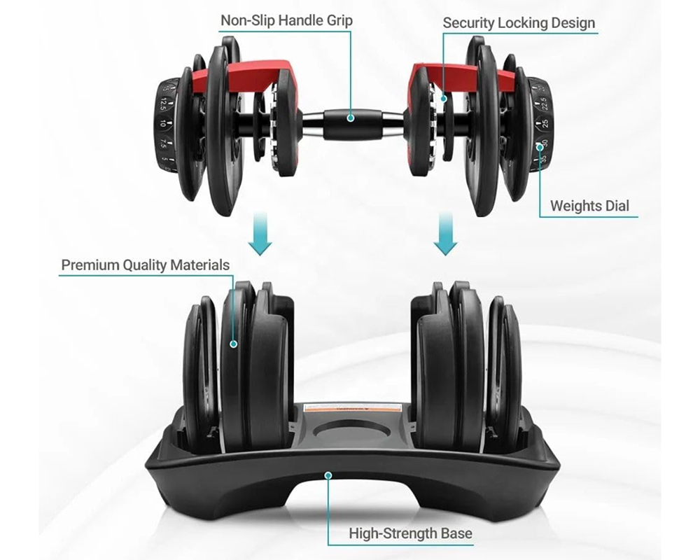Adjustable Dumbbells 40KG Pair Home Gym Weight Set