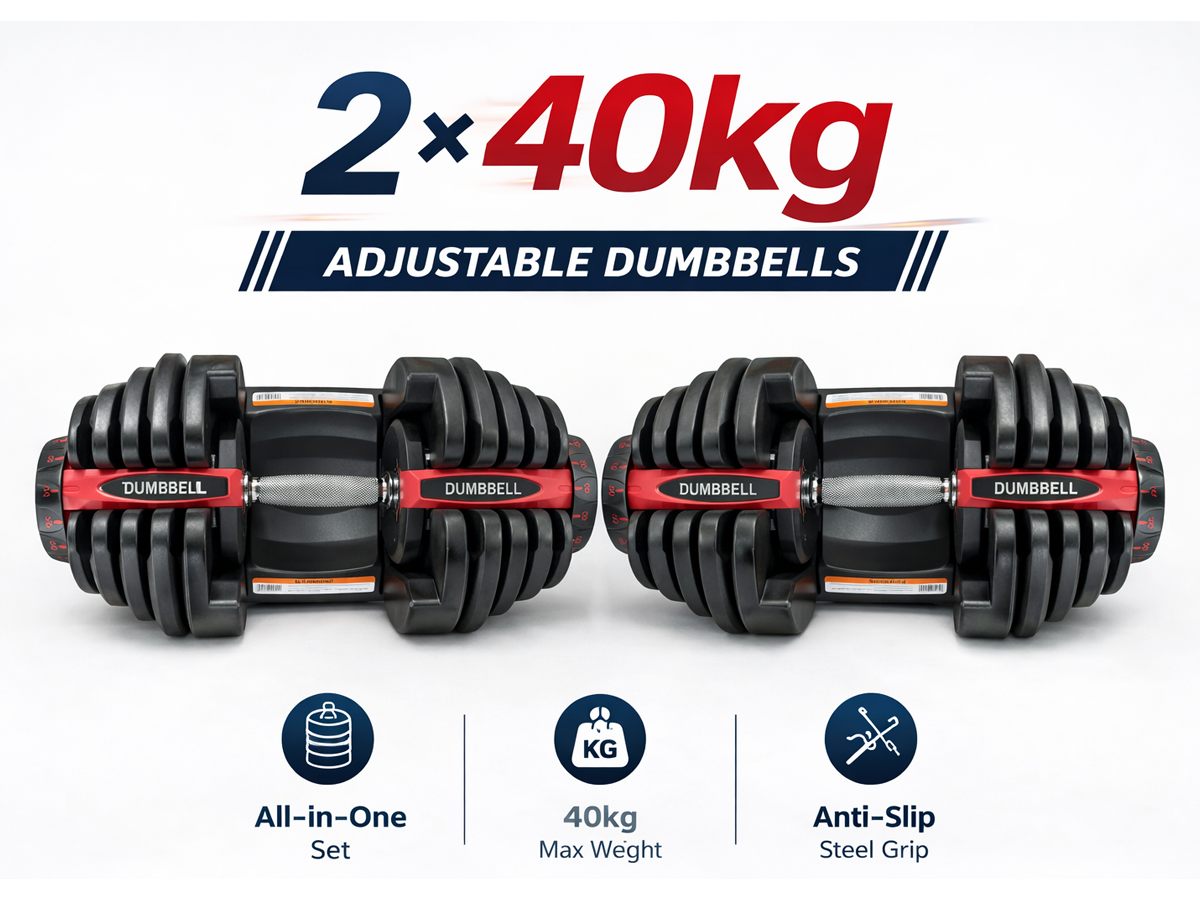 Adjustable Dumbbells 40KG Pair Home Gym Weight Set