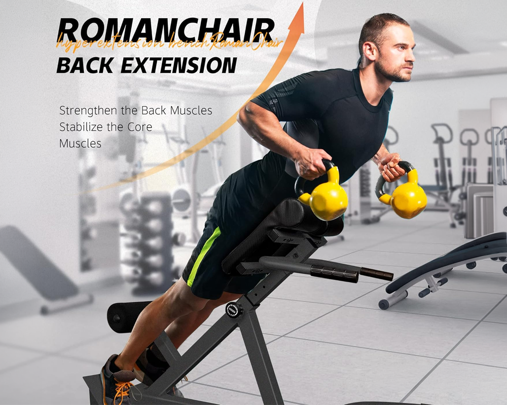 Dual Adjustable Hyperextension Bench for Home Gym Roman Chair
