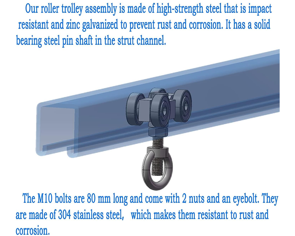 4 Wheel Unistrut Trolley Roller