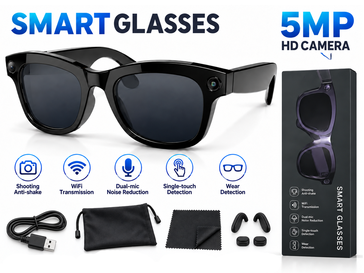5MP Smart Camera Glasses with 4K