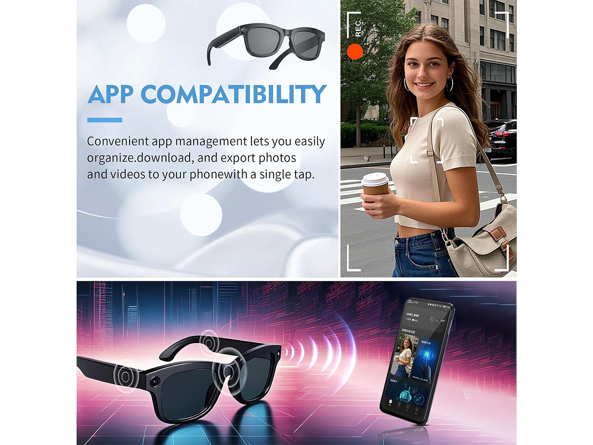 5MP Smart Camera Glasses with 4K