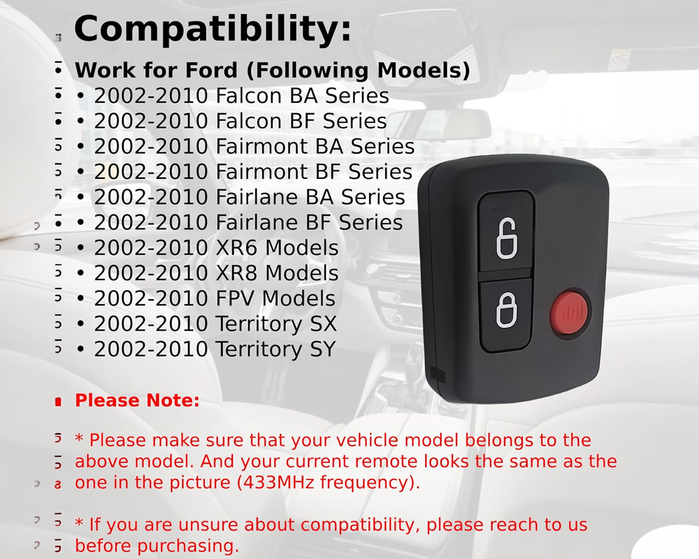 Remote Control for Ford BA BF Series 3