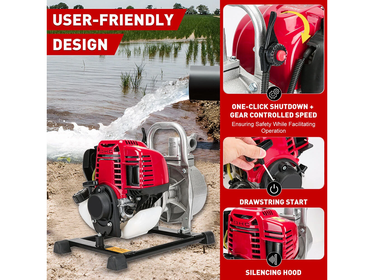 Portable Petrol Water Pump 1 Inch 4 Stroke 1.6HP Water Transfer Pump