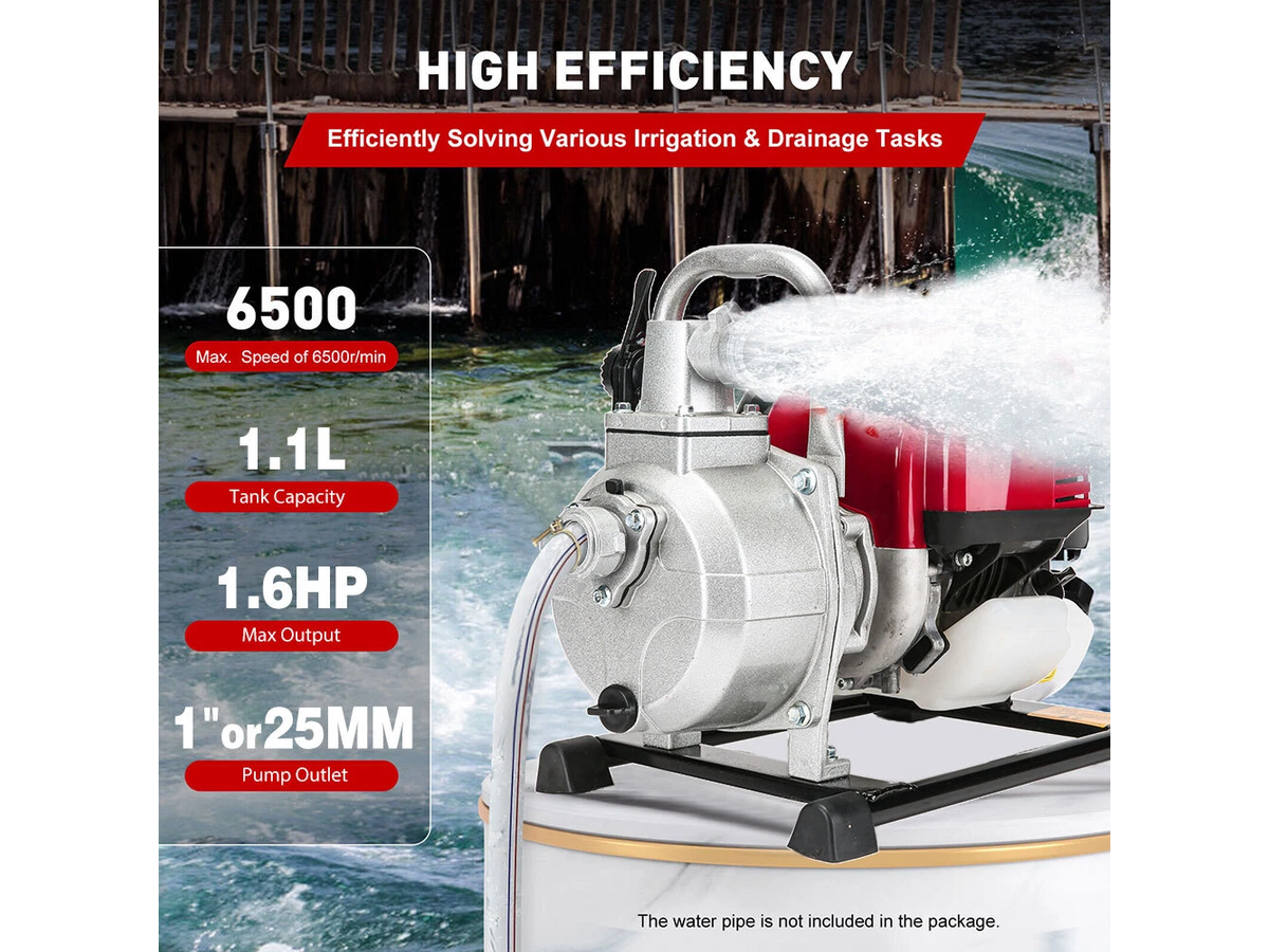 Portable Petrol Water Pump 1 Inch 4 Stroke 1.6HP Water Transfer Pump