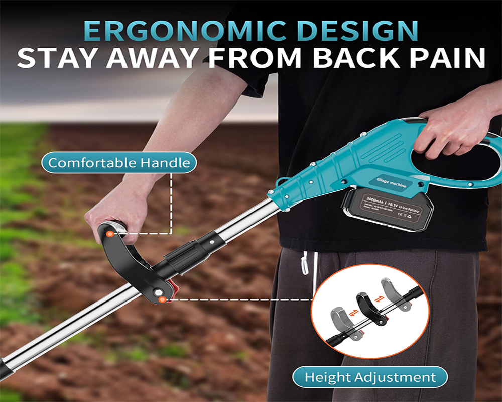 Cordless Electric Rotary Cultivator Foldable Battery Garden Soil Tiller