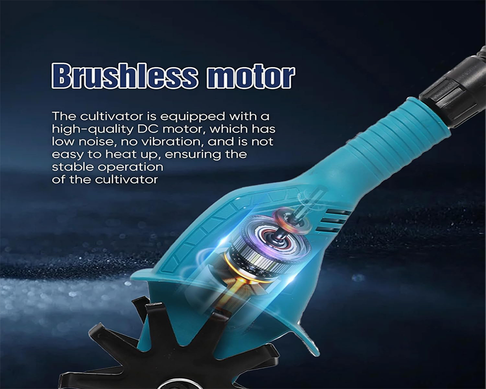 Cordless Electric Rotary Cultivator Foldable Battery Garden Soil Tiller