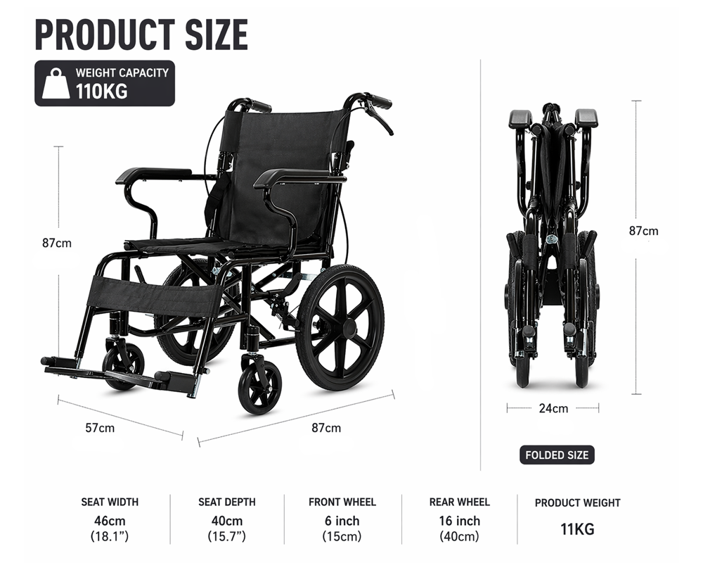 Lightweight Folding Wheelchair 16inch