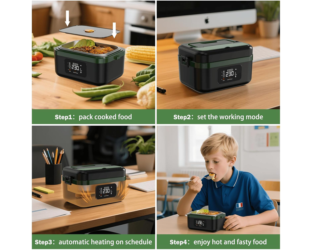 Portable Self Heating Electric Lunch Box Food Warmer
