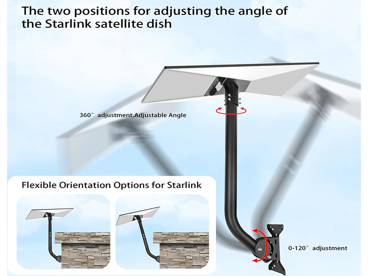 Starlink Gen 3 Mount, 360 Rotatable Roof & Wall Mount for V3 Starlink