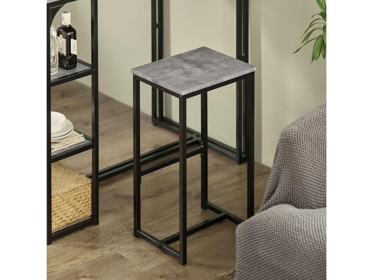 Bar Table and Stools Set 3 Piece Dining Set with Storage Shelves