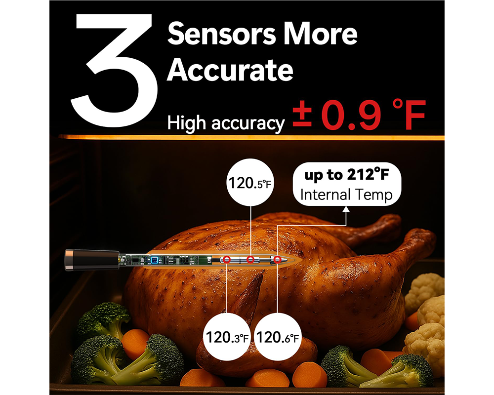 Smart Meat Thermometer Bluetooth BBQ Thermometer with Dual Probes