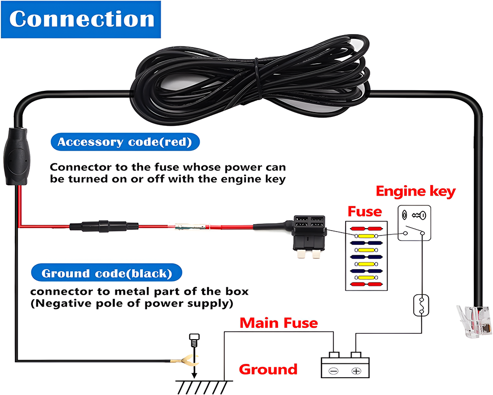 Hard Wire RJ11 Power Cable Cord for Uniden Escort