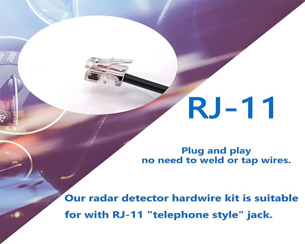 Hard Wire RJ11 Power Cable Cord for Uniden Escort