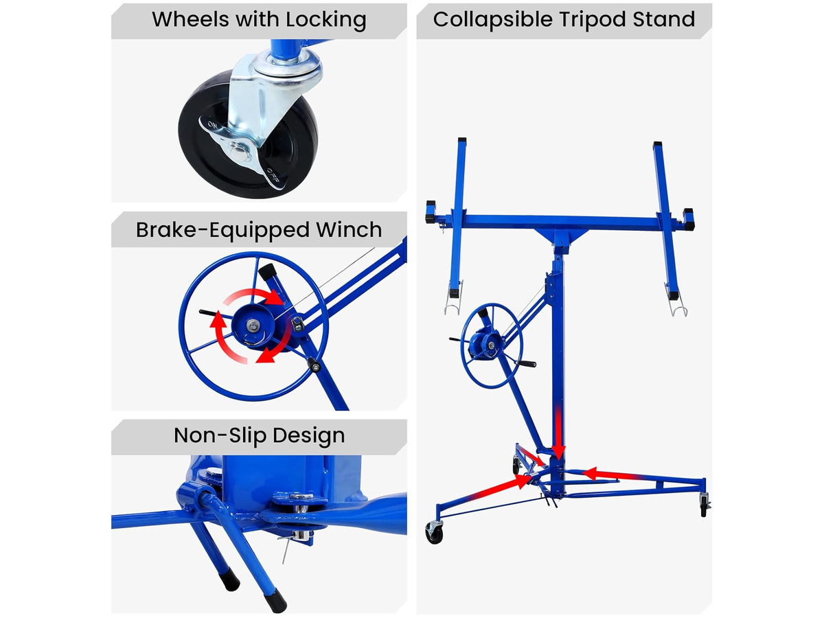 11Ft Drywall Panel Lifter Plasterboard Installation Hoist Drywall Sheet Lift