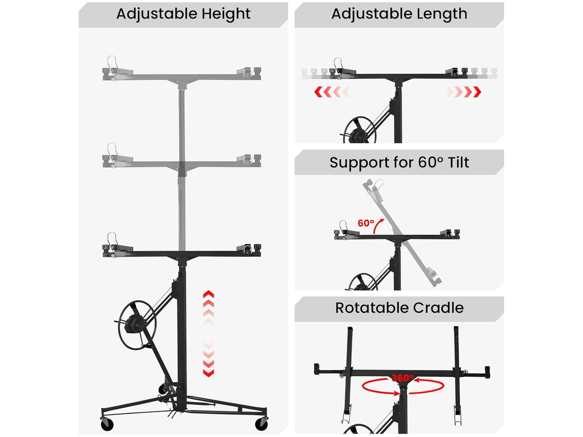Drywall Panel Lifter 11Ft Plasterboard Installation Hoist Drywall Sheet Lift