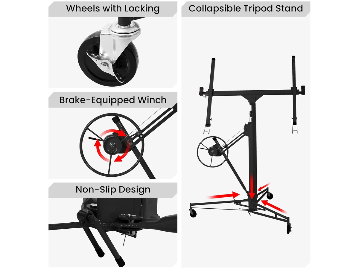 Drywall Panel Lifter 11Ft Plasterboard Installation Hoist Drywall Sheet Lift
