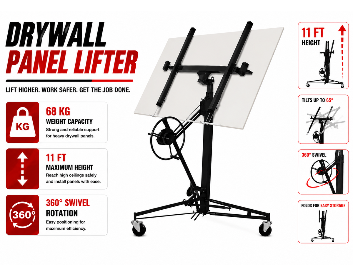 Drywall Panel Lifter 11Ft Plasterboard Installation Hoist Drywall Sheet Lift