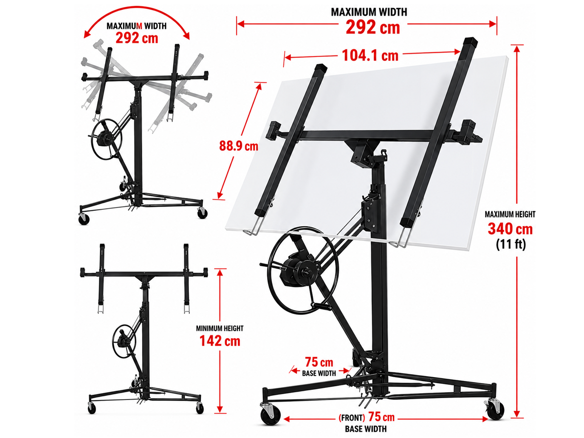 Drywall Panel Lifter 11Ft Plasterboard Installation Hoist Drywall Sheet Lift
