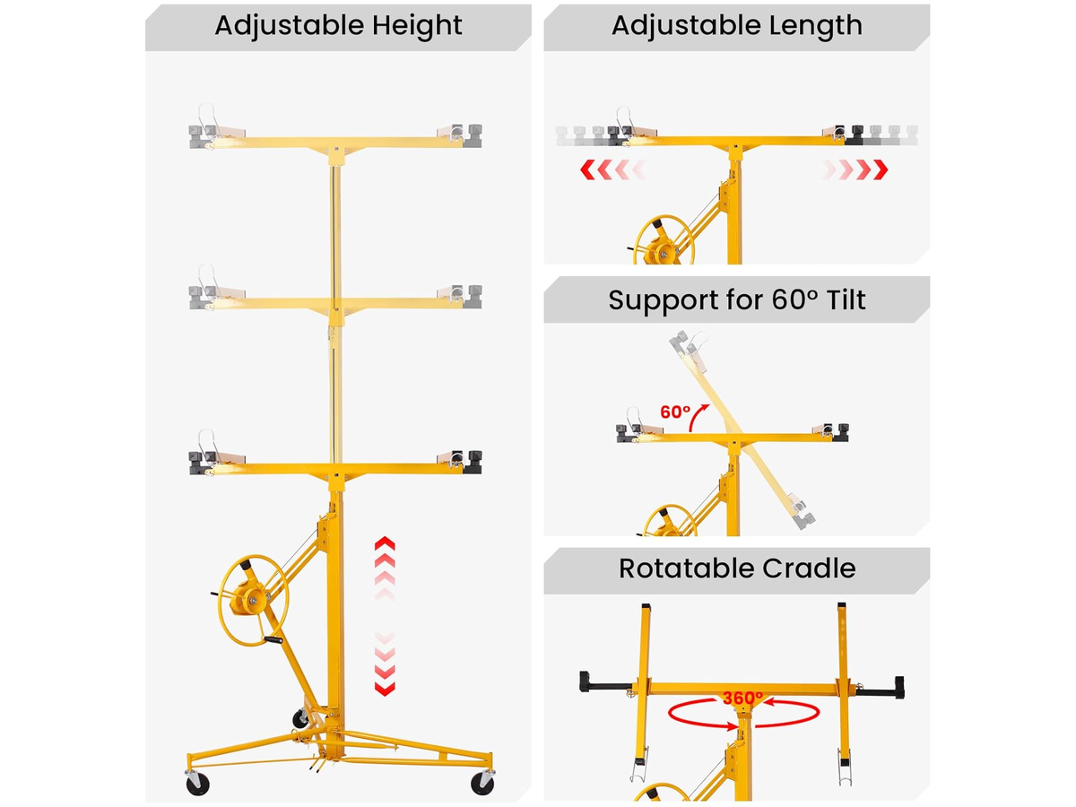 Drywall Panel Lifter 16FT Heavy Duty Plasterboard Hoist