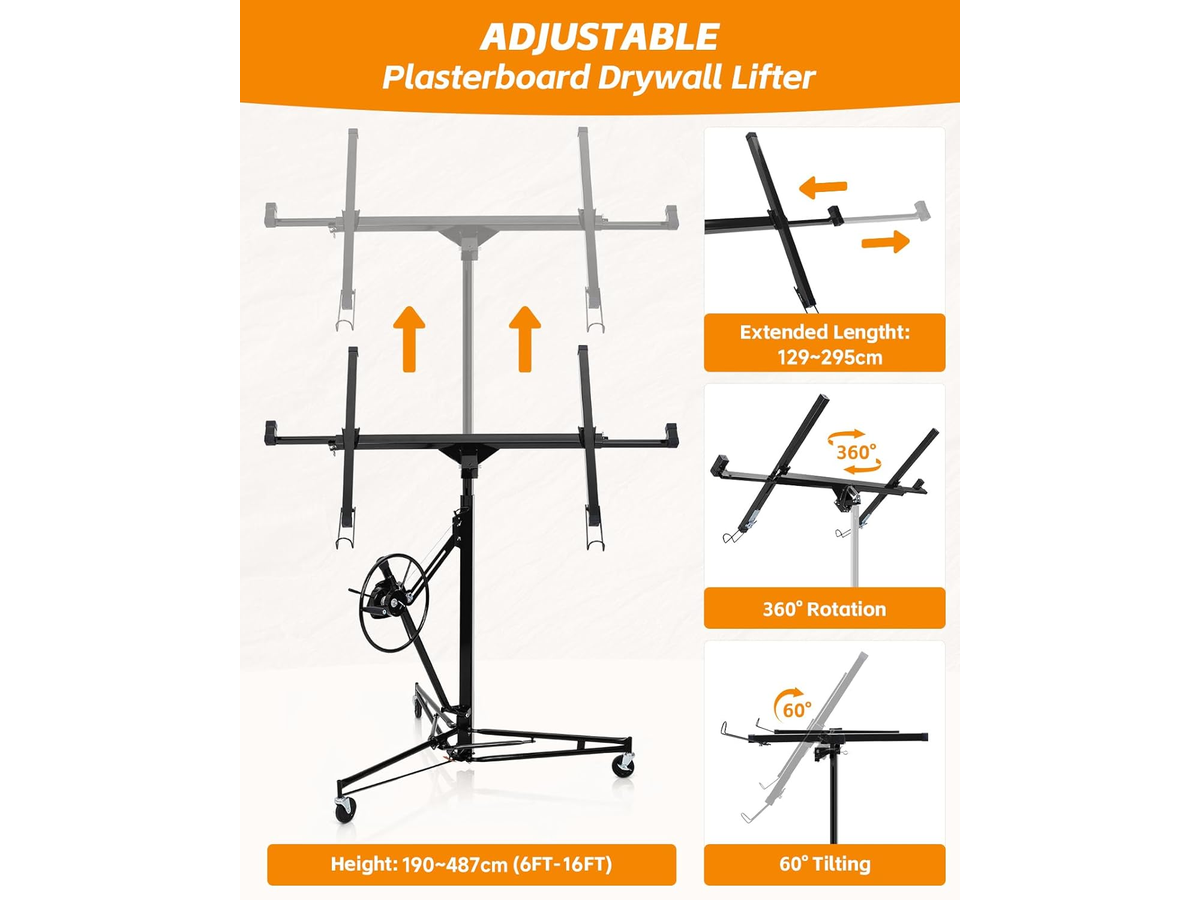 Drywall Panel Lifter 16FT Heavy Duty Plasterboard Hoist