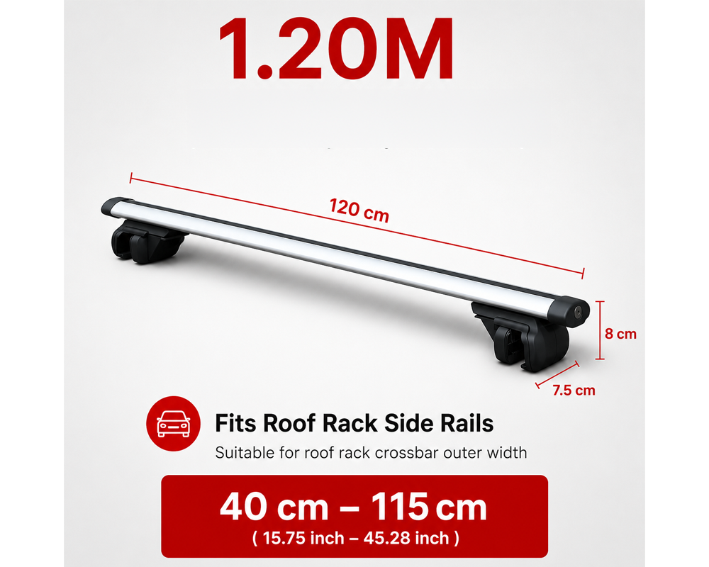 Universal Car Roof Rack Cross Bars Aluminium Roof Rack Set 75kg Silver