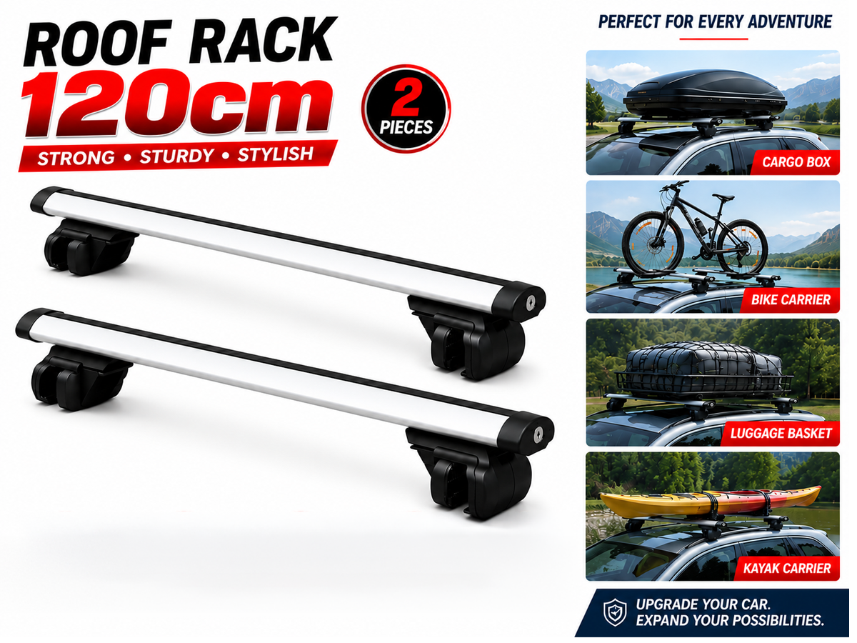 Universal Car Roof Rack Cross Bars Aluminium Roof Rack Set 75kg Silver