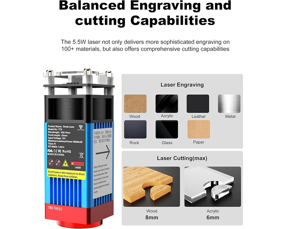 Laser Engraver DIY Engraving Machine – High Precision Laser Engraver for Wood, Metal Acrylic