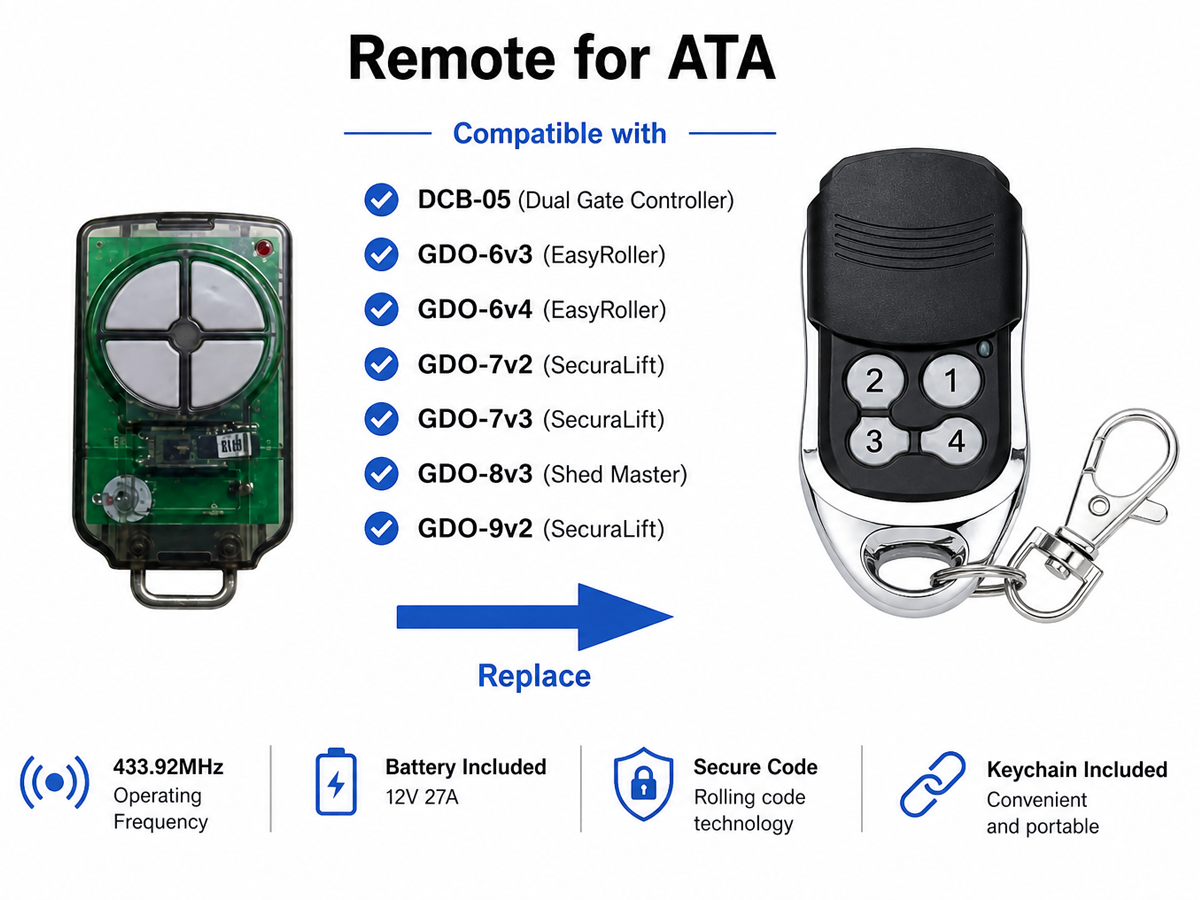 Dominator Cobra Garage Door Remote Replacement ATA PTX4 Compatible Remote Control