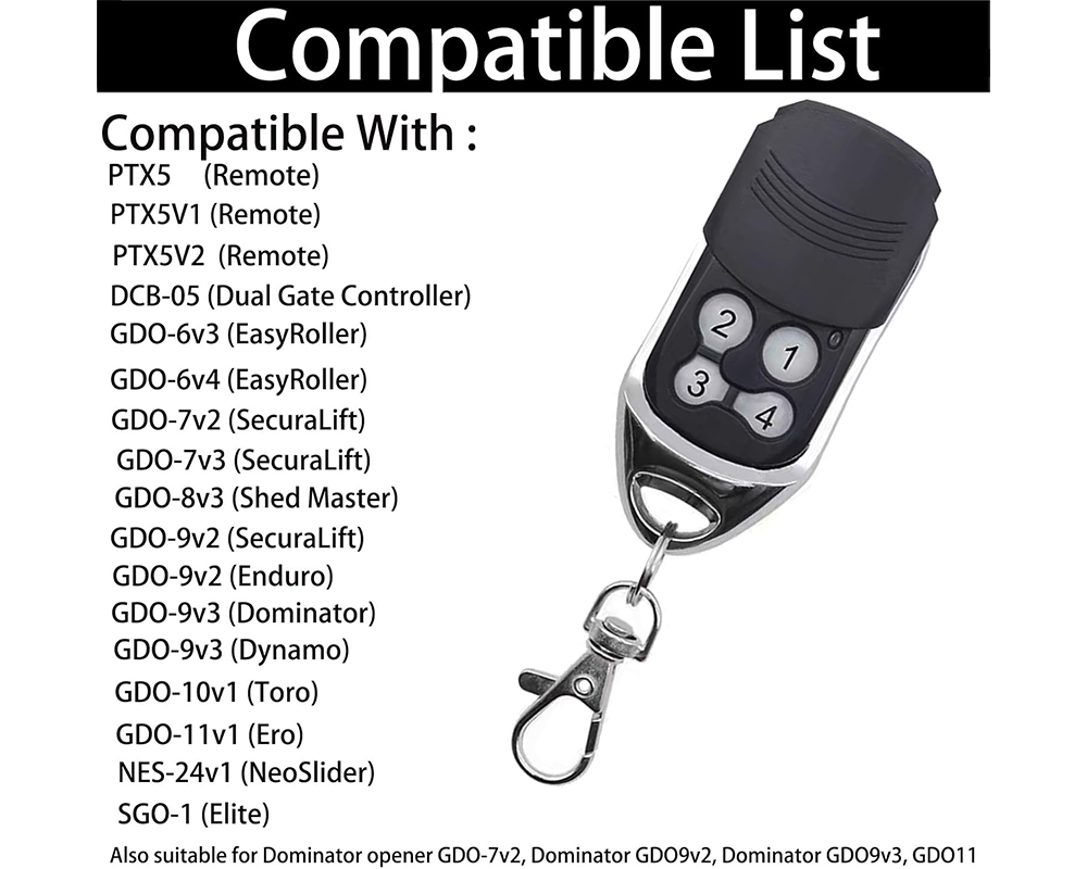 PTX5 V2 TrioCode 128 Garage Remote ATA Garage Door Gate Remote Control Replacement