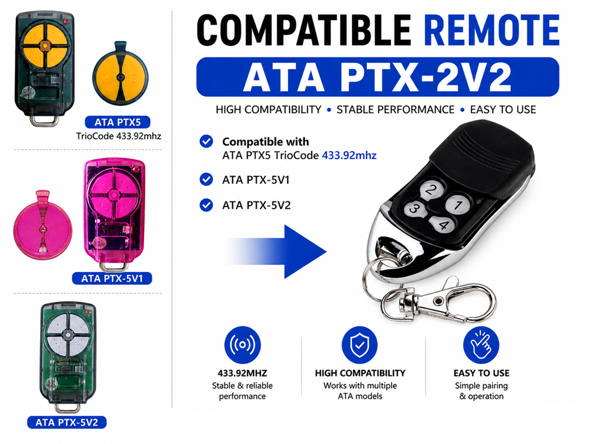 PTX5 V2 TrioCode 128 Garage Remote ATA Garage Door Gate Remote Control Replacement