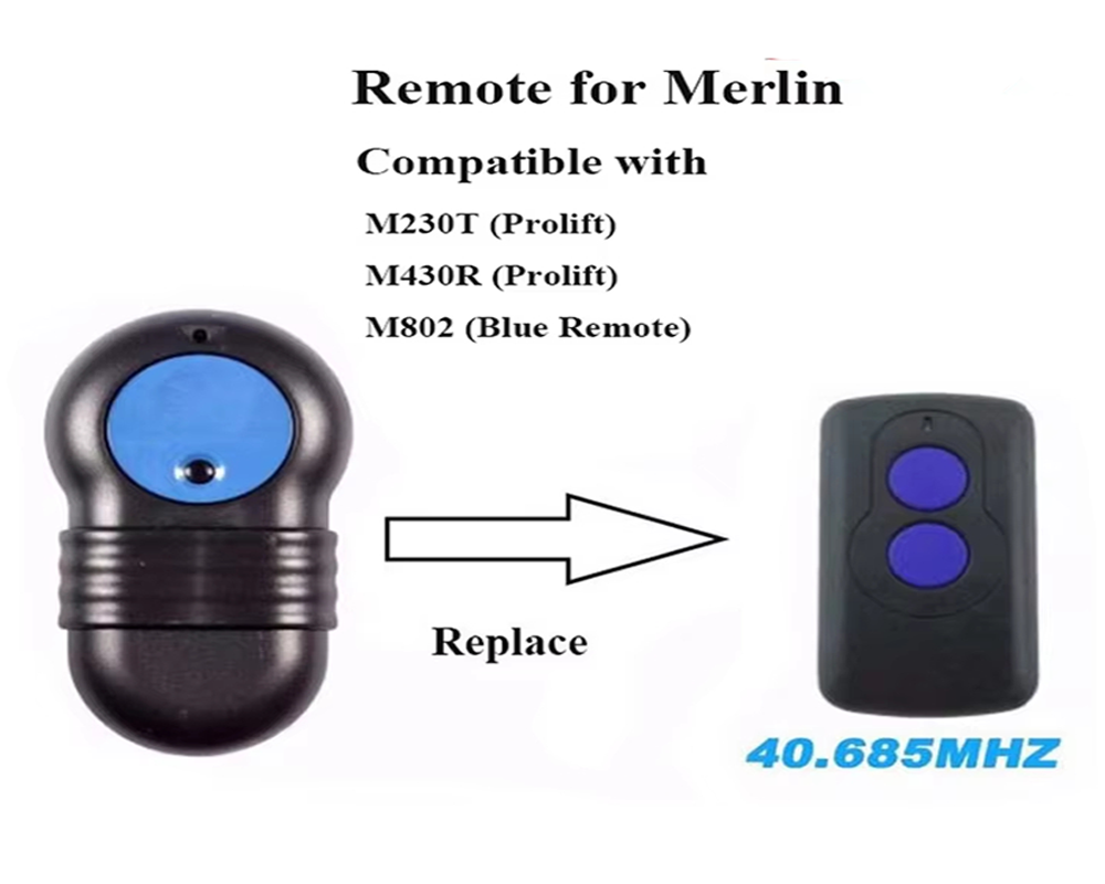 Merlin M802 Garage Door Remote 40.685MHz Compatible Replacement Remote Control