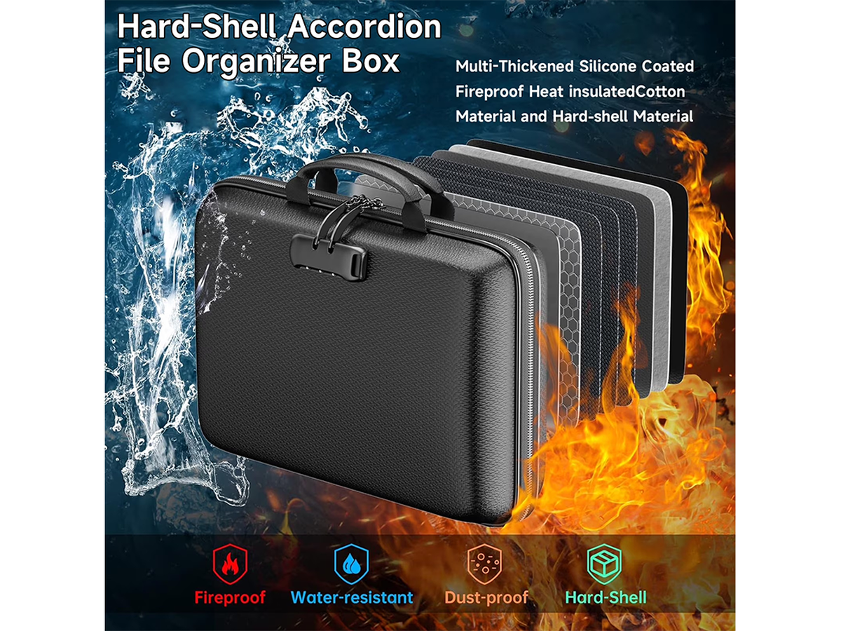 Product Title Fireproof Document Organizer Lockable File Storage Box with 13 Pockets