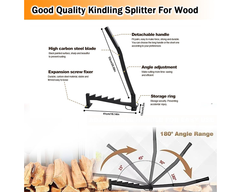 Wall Mounted Firewood Splitter Manual Log Splitting Tool for Kindling & Firewood