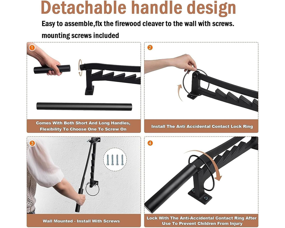 Wall Mounted Firewood Splitter Manual Log Splitting Tool for Kindling & Firewood